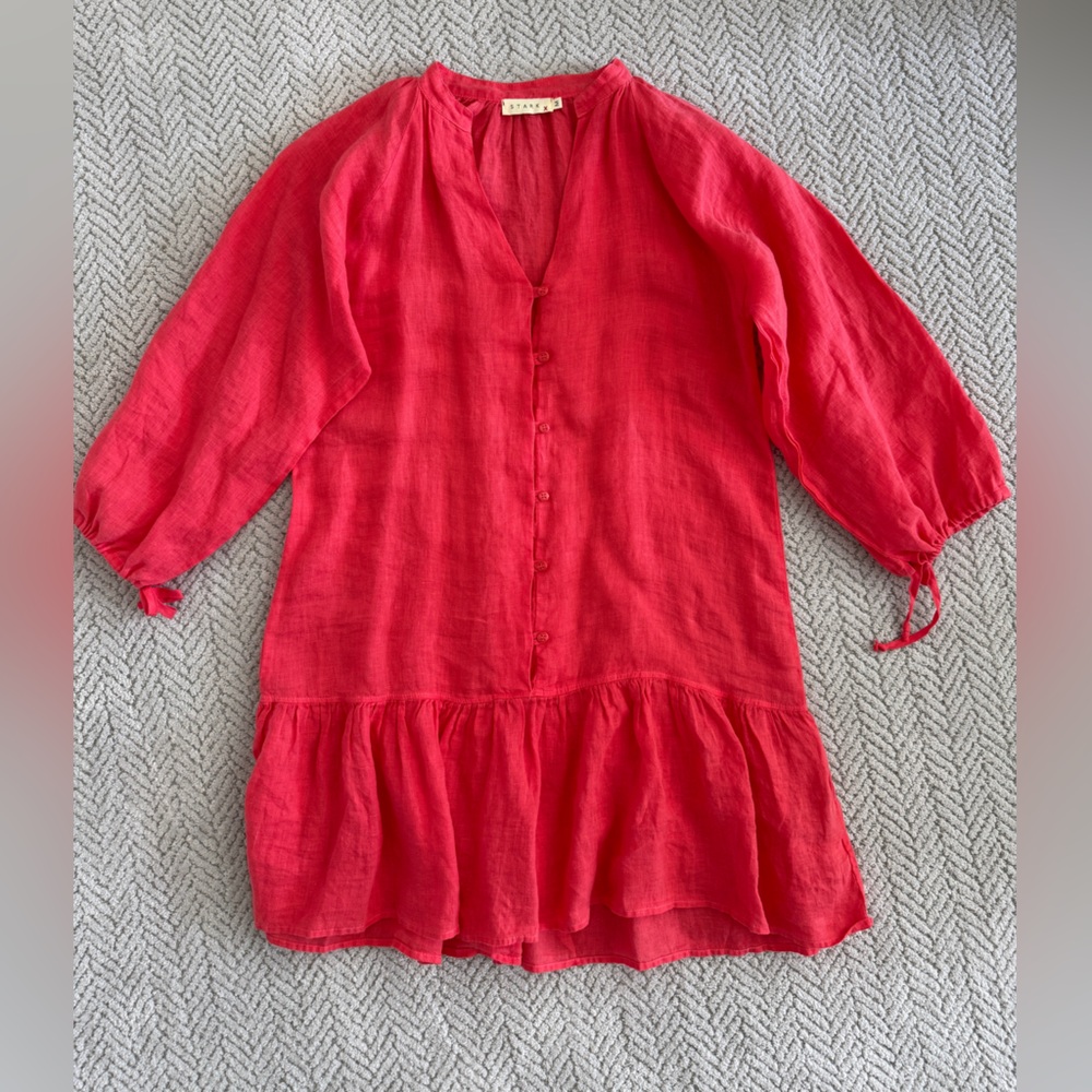 Linen Bathing Suit coverup. Never worn. Size medium. Color: Coral